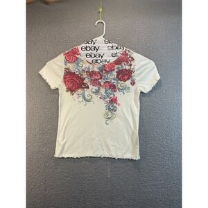 Basic Editions Women's Shirt Floral Pattern Short Sleeve, Size M‎